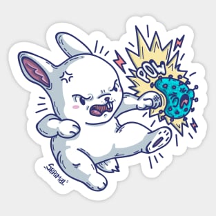 Cute bunny from coronavirus fight club Sticker